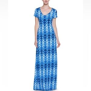 TART Collections 'Patchouli' Blue Chevron Print Maxi Dress - Sz S Beautiful!